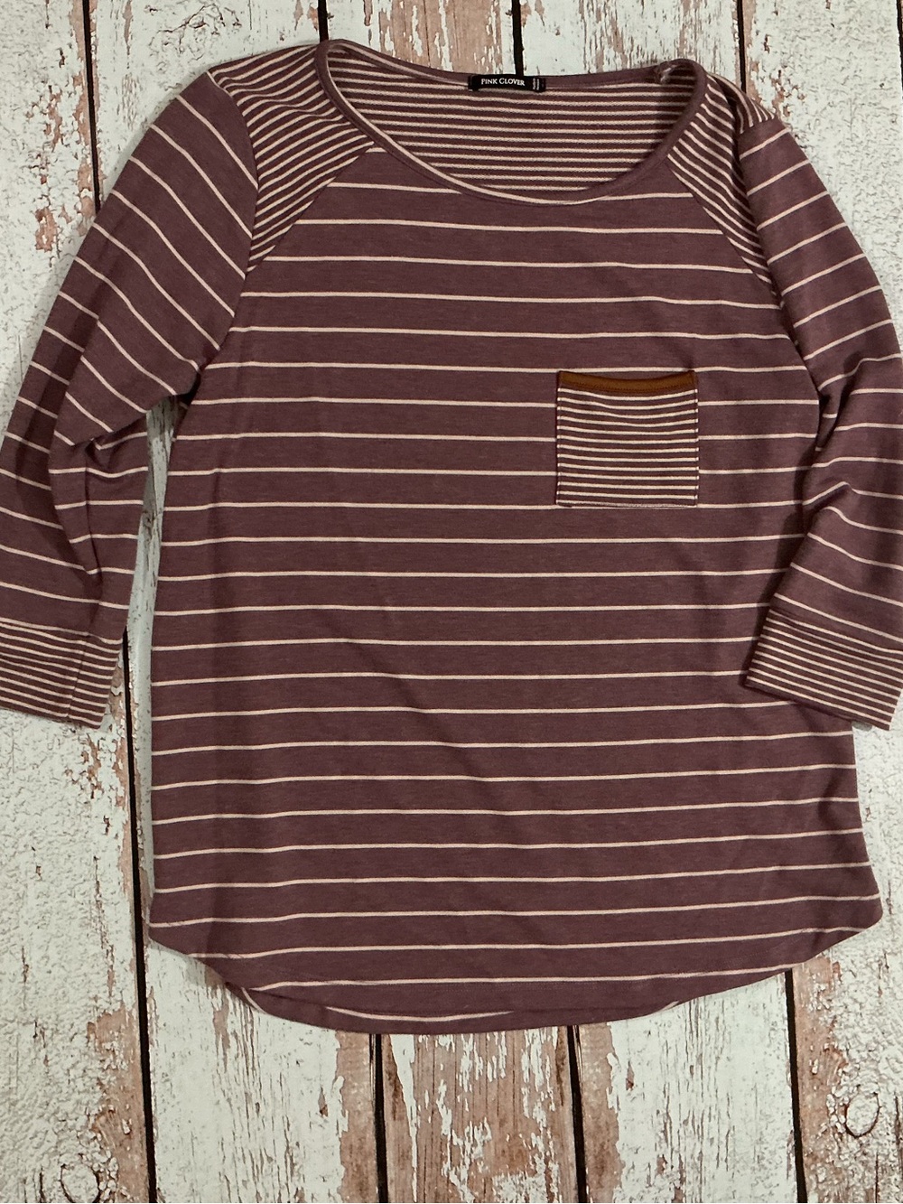 Pink Clover Mauve and Cream Striped Long Sleeve Top